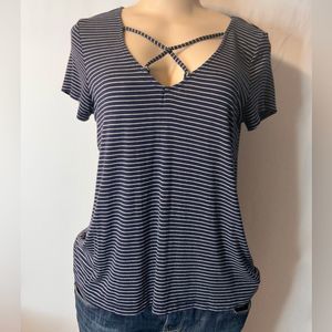 American Eagle Women’s Short SleeveT-Shirt Striped Soft&Sexy Navy Blue White. M